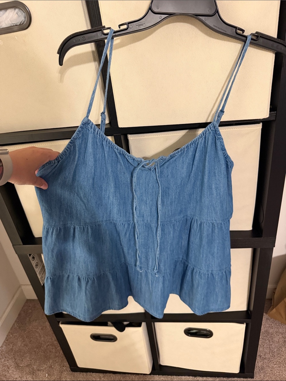 Old navy Blue Denim-Look Tiered Spaghetti Strap Top